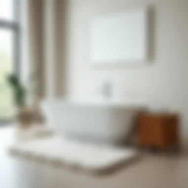 Variety of materials used in off white bathroom mats