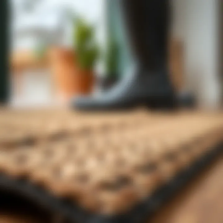 Close-up of durable materials used in mud trapping doormats