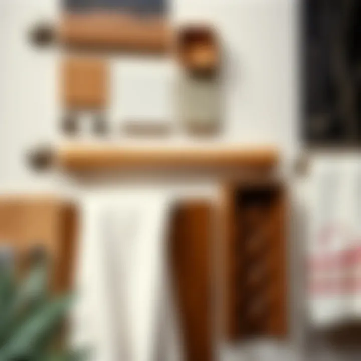 Variety of Materials for Towel Bars Materials used for over the door towel bars displayed in an organized manner