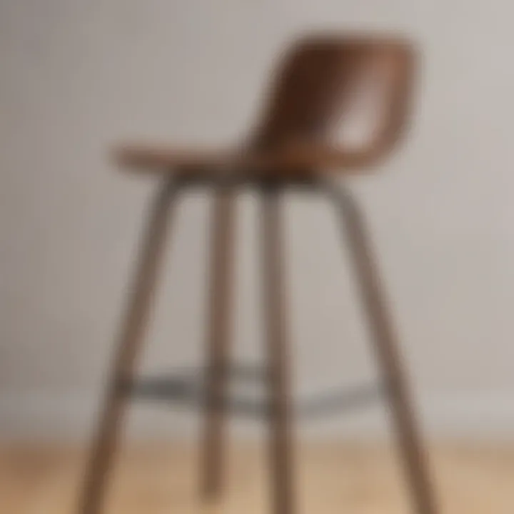 Close-up of a slope counter stool showcasing material textures