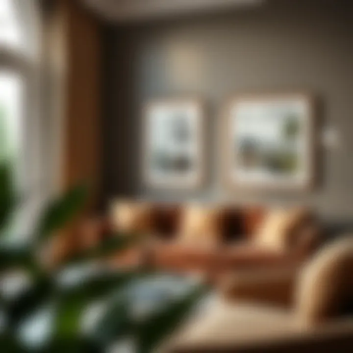 Stylish low profile frames in a cozy living room setting