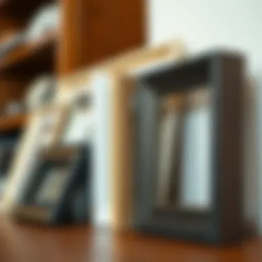 Variety of materials used in low profile picture frames