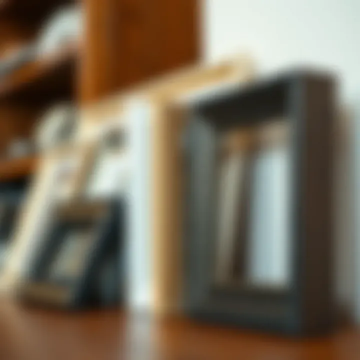Variety of materials used in low profile picture frames