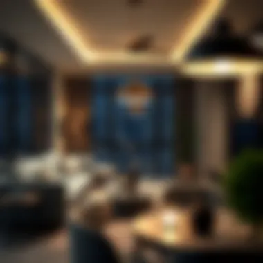 Energy-efficient smart can lights installed in a stylish living room