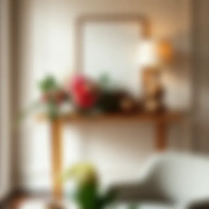 Floral Elegance: Console Table with Stylish Decor Console table displaying a beautiful floral arrangement and stylish decor