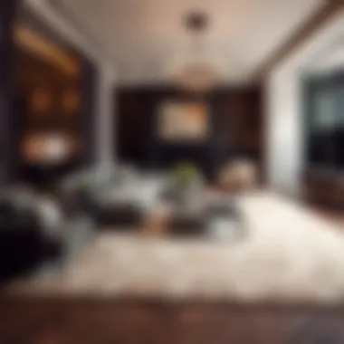 An Elegant Living Room Featuring a 14 Foot Rug Elegant living room with a large rug as a centerpiece