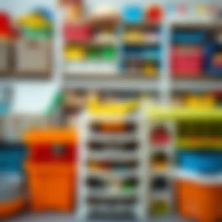 Variety of Toy Organizer Styles Comparison of different styles of plastic toy organizers on display