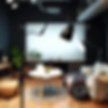 Flexible gooseneck light in a creative studio setting