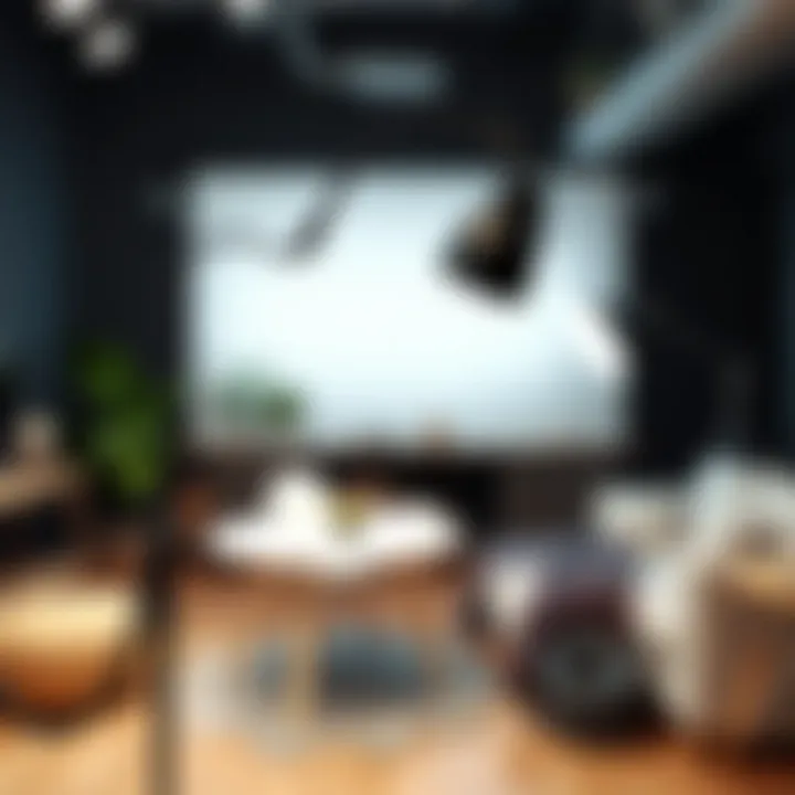 Flexible gooseneck light in a creative studio setting