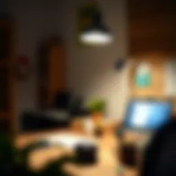Flexible gooseneck light illuminating a workspace