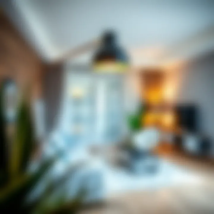 Stylish gooseneck light in a modern living room