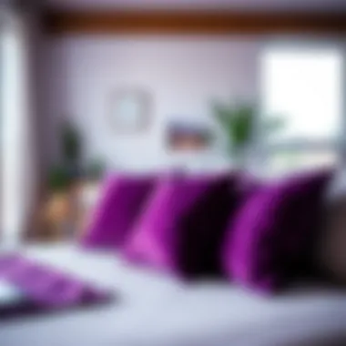 Color psychology illustrated with purple decor accessories in a chic space