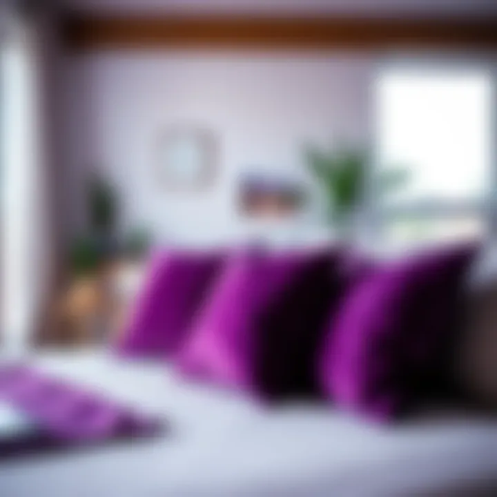 Color psychology illustrated with purple decor accessories in a chic space