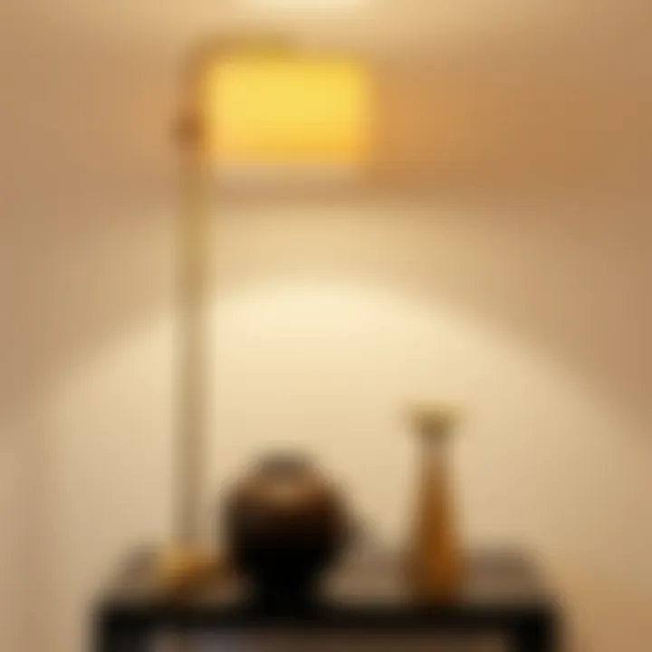 Artistic arrangement of floor lamp and decorative table