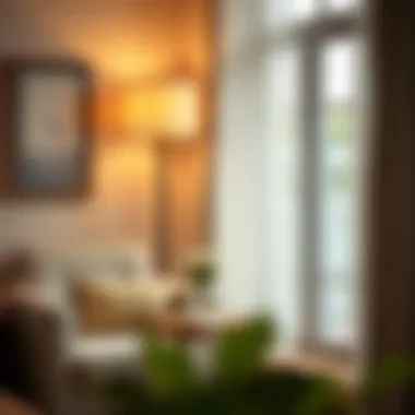 Cozy reading nook featuring a floor lamp and small table