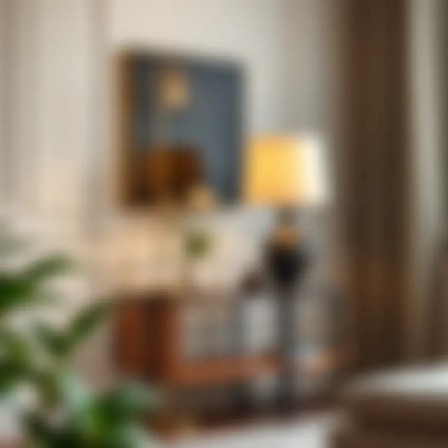 Elegant floor lamp paired with a stylish side table