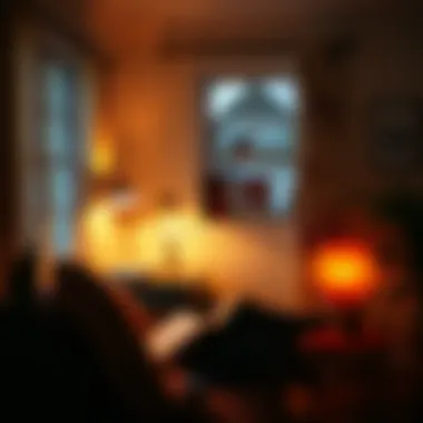 Cozy Reading Nook with Strategic Lighting Cozy reading nook illuminated by strategically placed lamps