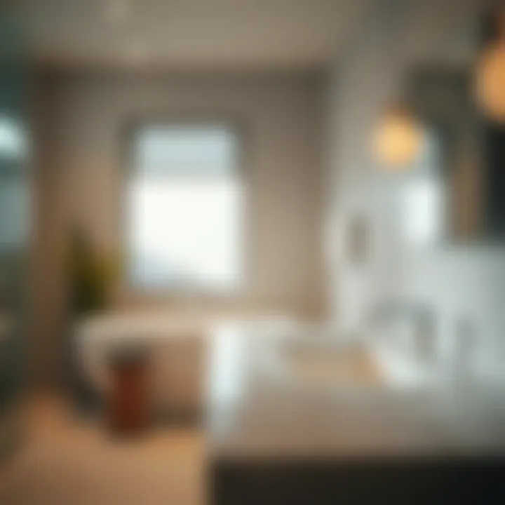 Quartz Countertop Installation in a Bathroom Installation of quartz countertops in a modern bathroom setting