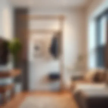 Stylish indoor wooden clothes pole complementing modern decor