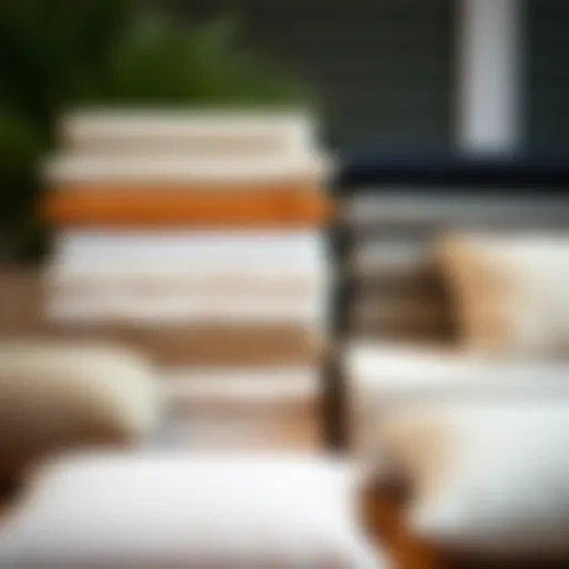 A variety of upholstery foam types for outdoor cushions displayed.