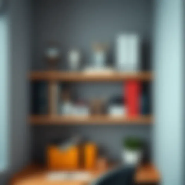 Organized Cubicle Corner Shelf Organized cubicle corner shelf with office supplies