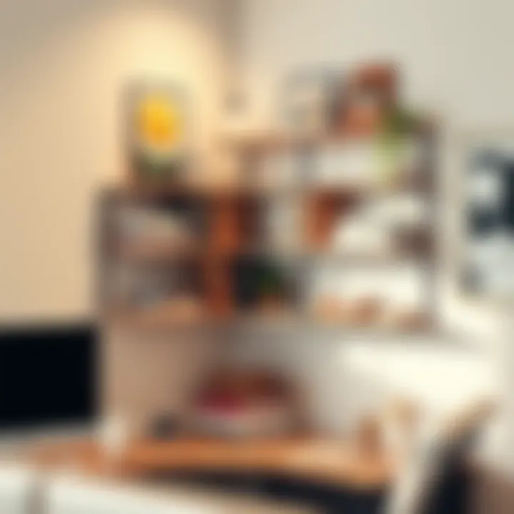 Stylish Cubicle Corner Shelves Stylish cubicle corner shelves displaying books and decor