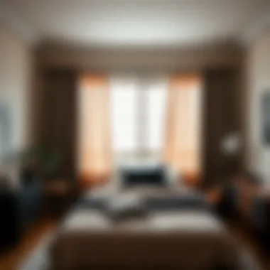 Short blackout curtains installed in a cozy bedroom