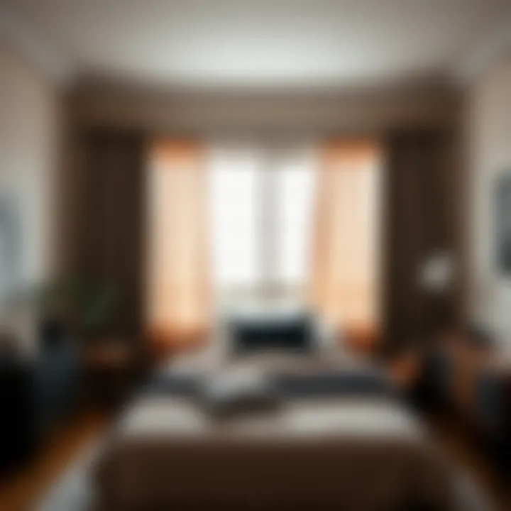 Short blackout curtains installed in a cozy bedroom