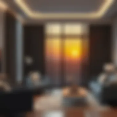 Elegant short blackout curtains in a modern living room