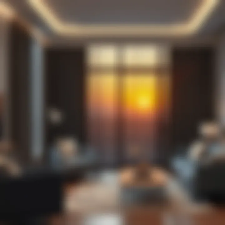 Elegant short blackout curtains in a modern living room