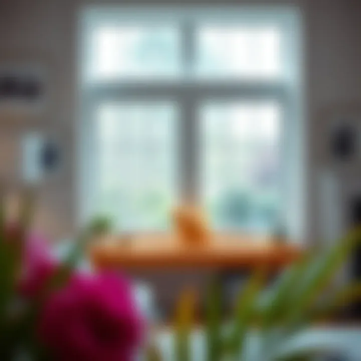 Vibrant Window Bench in Chic Living Room Colorful window bench in a stylish living room setting